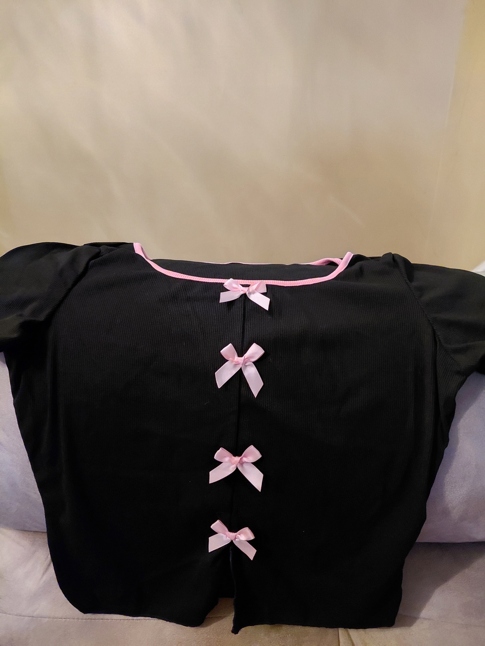 Black Top with Pink Bow Trim